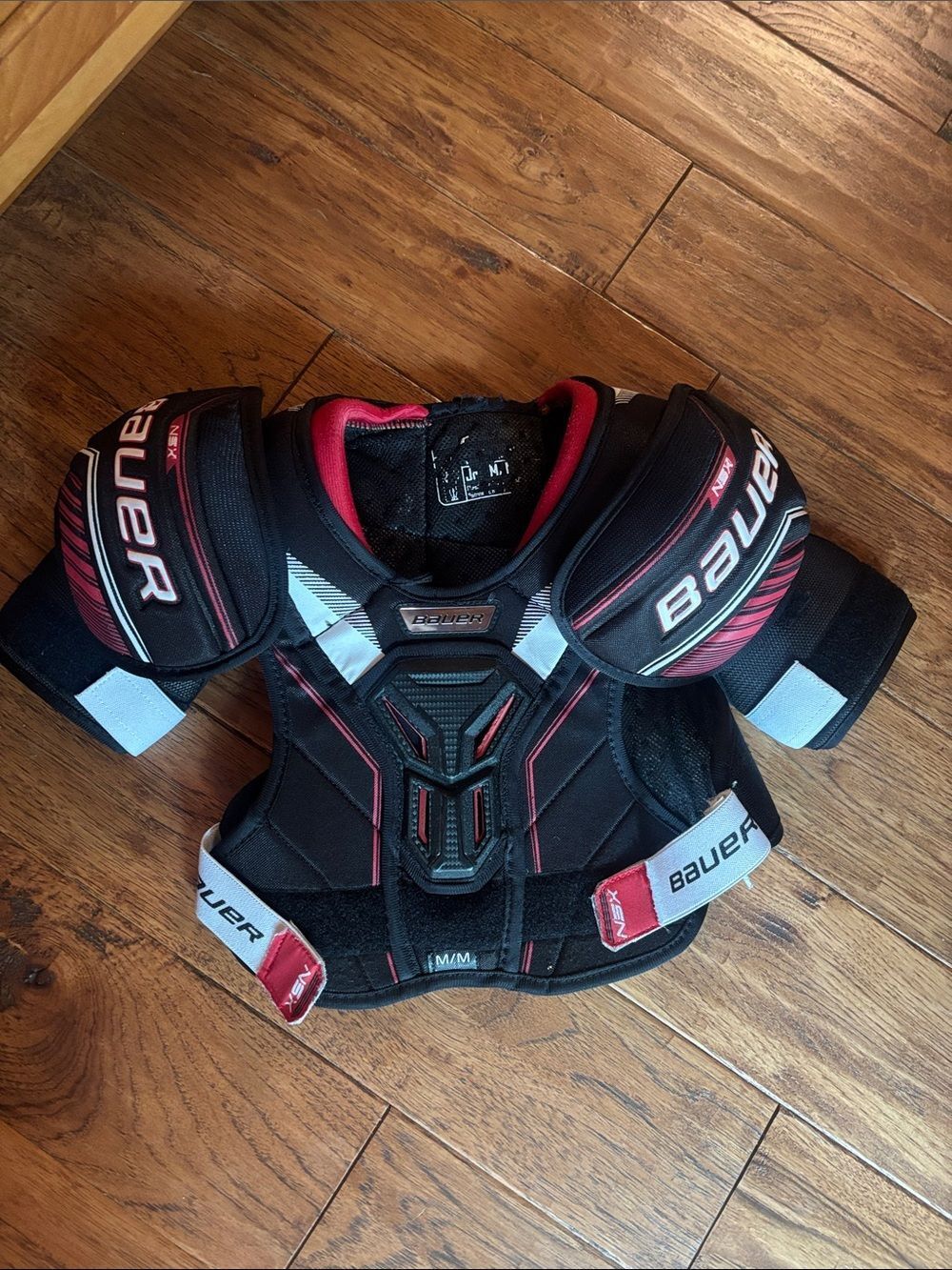 Bauer Black Shoulder Pads with Red Accents